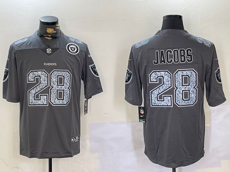 Men Oakland Raiders #28 Jacobs Grey 2024 Nike Vapor Limited NFL Jersey style 4